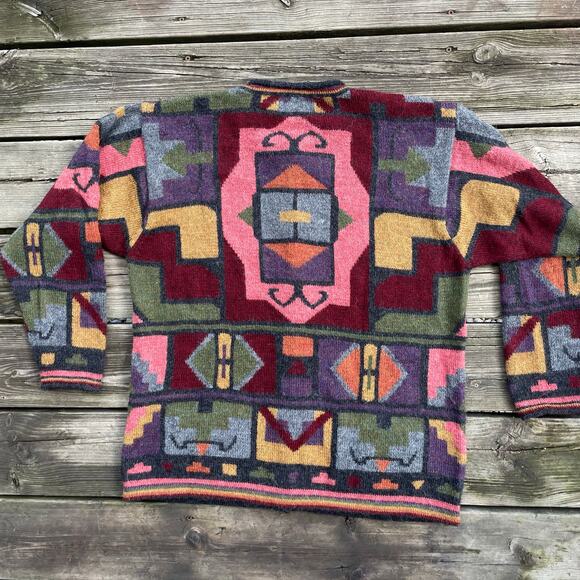 womens waliki 100% alpaca wool geometric sweater button down Large - Picture 14 of 16